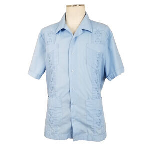 Centro Guayabera Shirt Mens XL Embroidered Cuban Pocket Button Up Short Sleeve